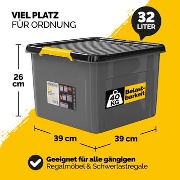 Opbergbox Grijs/Antraciet 39x39x26cm stapelbaar 32L, Verzenden, Nieuw