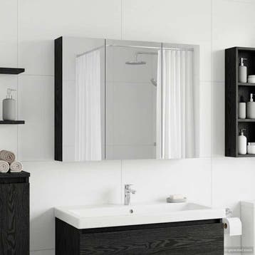 vidaXL Badkamer spiegelkast met plank Zwart Eiken 100 x 14,5, Verzenden, Nieuw