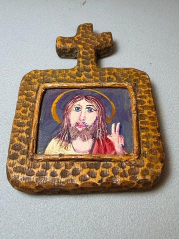 OLD handmade -painted coptic icon - Ethiopië (Zonder