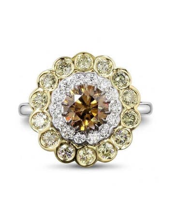 Statement ring - 14 karaat Witgoud, Geel goud - 1.94ct. tw.