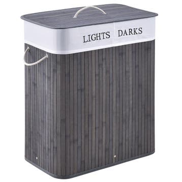 Bamboe Wasmand Curly - 100 Ltr - Grijs - Uitneembare Waszak, Huis en Inrichting, Verzenden, Nieuw
