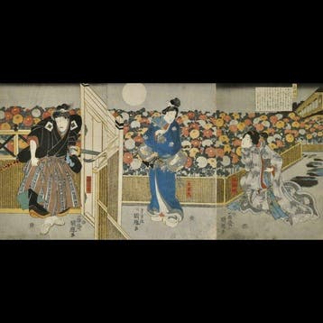 Utagawa Kuniteru /  Een scène uit Gikeiki: Ushiwakamaru, Antiek en Kunst