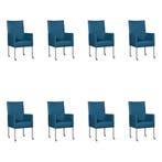 Set van 8 Leren eetkamerstoelen Spark - Hermes Turquoise, Huis en Inrichting, Stoelen, Ophalen of Verzenden, Nieuw, Leer