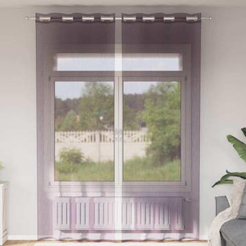 vidaXL Gordijnen voile met doorvoertules 2 st 140x300 cm, Verzenden, Nieuw, Paars