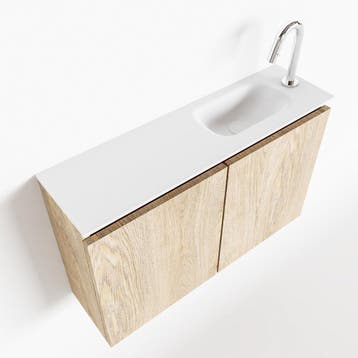 MONDIAZ TURE 80cm toiletmeubel washed oak. EDEN wastafel, Ophalen of Verzenden, Nieuw, Bad