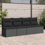 vidaXL Tuinbank met kussens 4-zits zwart poly rattan, Verzenden, Nieuw, Rotan