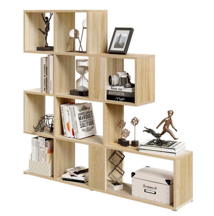 Stellingkast 4 Niveaus – Traptrede Boekenkast Wit/Licht Eik, Huis en Inrichting, Kasten | Stellingkasten, Nieuw, Verzenden