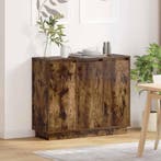 vidaXL LED Sideboard Gerookt eiken 90 x 32 x 75 cm Bewerkt, Minder dan 50 cm, Verzenden, Nieuw, Minder dan 100 cm