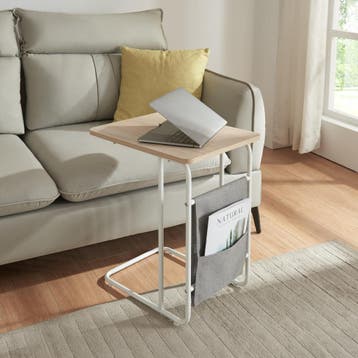 [en.casa] Bureau Dyrøy laptoptafel 56x48x37 cm wit eikenkleu, Huis en Inrichting, Tafels | Bijzettafels, Verzenden, Nieuw