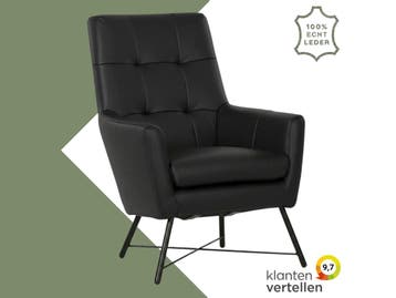 Leren fauteuil Proud - Toledo Nero (zwart), Nieuw, Ophalen of Verzenden, 75 tot 100 cm, Industrieel, Modern