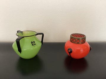 Loetz - Michael Powolny - Vaas (2) - Tango - Glas - green, Antiek en Kunst