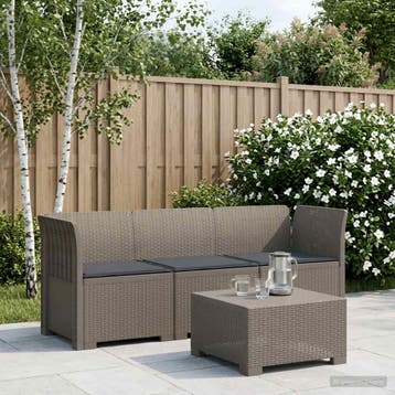 vidaXL 3-zits tuinbank met kussens in rattanlook PP, Tuin en Terras, Verzenden, Nieuw