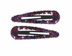 Haarspeld klikklak 6cm - Glitter - Rood Blauw - Set van 2, Nieuw