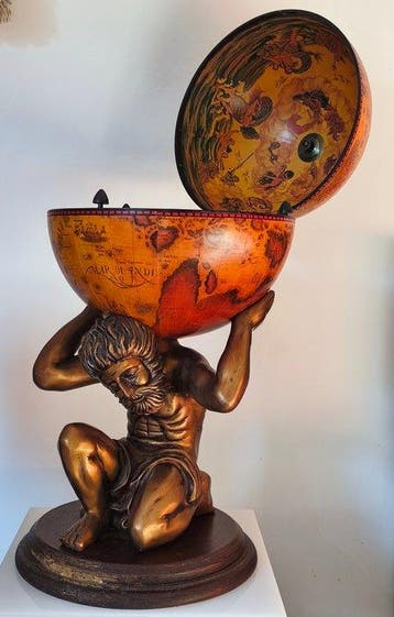 Globe bar - Hout, Hars - Globe-bar / tafel-aflegvak -