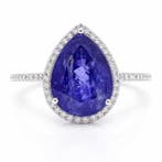 Zonder minimumprijs - Ring Platina - 4.96ct. tw. Tanzaniet -, Nieuw
