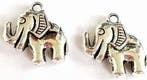 2x Massieve antiek zilveren metalen bedel olifant 20 mm, Ophalen of Verzenden, Nieuw, Bedel