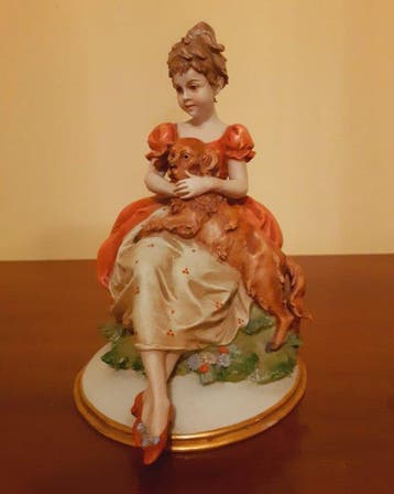 Capodimonte - Benacchio - Figuur - Ragazza con cane -