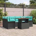 vidaXL Tuin Sofa Set met opslag 7 pcs Zwart Poly riet, Verzenden, Nieuw, Rotan