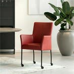 Leren eetkamerstoel Comfort met wieltjes en armleuning -, Huis en Inrichting, Stoelen, Nieuw, Leer, Ophalen of Verzenden, Modern