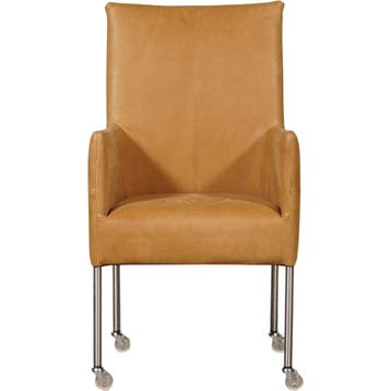Leren eetkamerstoel Spark - Kenia Cognac (cognac) - Poten, Bruin, Nieuw, Ophalen of Verzenden, Industrieel, Modern
