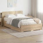 vidaXL Bedframe met opslag Sonoma Eiken 120 x 200 cm Bewerkt, Verzenden, Nieuw, Bruin, Hout