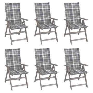 vidaXL Tuinstoelen 6 st verstelbaar met kussens massief, Tuin en Terras, Verzenden, Nieuw, Hout