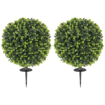 Set Van 2 Kunstmatige Buxusbollen 40 Cm Kunstplant Met Grond, Verzenden, Nieuw