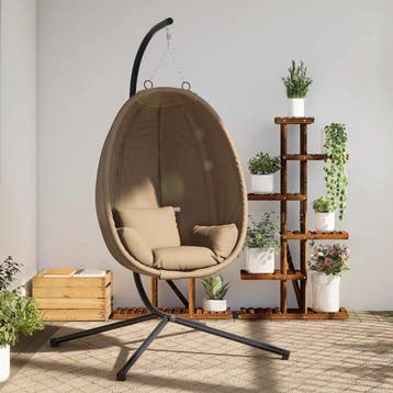 vidaXL Hangstoel met standaard stof en staal taupe, Verzenden, Nieuw