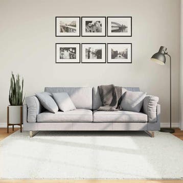 vidaXL Vloerkleed OVIEDO laagpolig 200x200 cm crèmekleurig, Verzenden, Nieuw, Crème