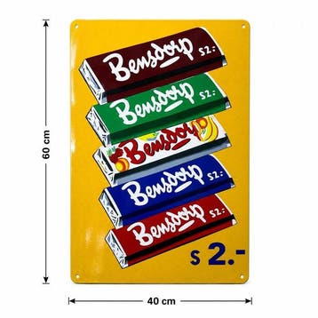 Bensdorp Chocolade Reclamebord – Zwaar metalen bord 40 × 60, Antiek en Kunst