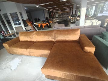 Luxe loungebank – Golden velvet – 340 cm – direct leverbaar, Huis en Inrichting, Verzenden, Zo goed als nieuw