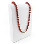Carneool kralen ketting met gouden sluiting., Gebruikt, Overige kleuren, Ophalen of Verzenden, Met edelsteen