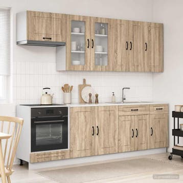vidaXL Keukenblok KALMAR 8 st Sonoma Eiken Bewerkt hout, Verzenden, Nieuw, Bruin