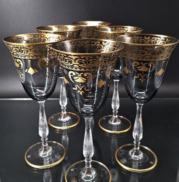 Artemisia Bohemia Firmati - Wijnglas (6) - Kristal, Goud