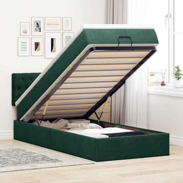 vidaXL Bed poef met matras en LEDs 90x200 cm fluweel, 90 cm, Eenpersoons, Verzenden, Nieuw