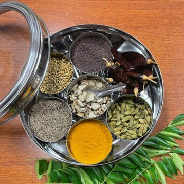 Masala Kruidenbox XL - RVS met deksel (met 7 potjes), Ophalen of Verzenden, Nieuw
