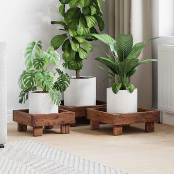 vidaXL Plantenstandaard 3 pcs Bruin Mahoniehout, Verzenden, Nieuw