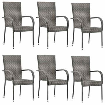 Terrasstoelen 6 stuks | Stapelbaar | Laatste Stuk!, Ophalen of Verzenden, Gebruikt, Wicker, Stapelbaar