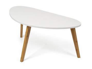 Scandia Salontafel - 85 cm / Wit / Naturel, Verzenden, Nieuw