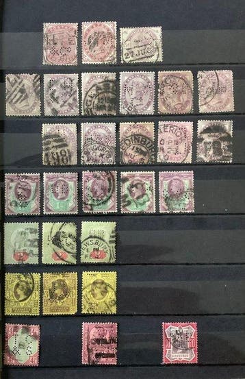 Groot-Brittannië 1864/1953 - Grote verzameling firma-perfins, Gestempeld