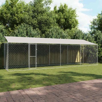 vidaXL Hondenkooi met Dak Zilver 800 x 200 x 256 cm Staal en, Verzenden, Nieuw