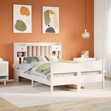 vidaXL Bedframe zonder matras massief grenenhout wit 160x200, Verzenden, Wit, 200 cm, 160 cm