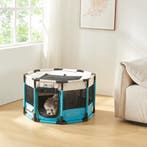 [en.casa] Hondenbox Nærøysund 112x112x62 cm blauw en beige, Verzenden, Nieuw