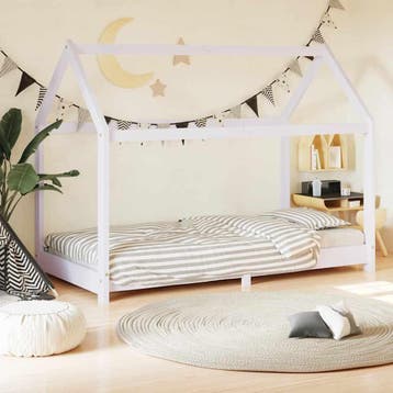vidaXL Kinderbedframe massief grenenhout wit 80x160 cm, Verzenden, Nieuw