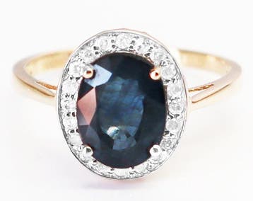 Zonder minimumprijs - Ring - 14 karaat Geel goud Saffier -, Nieuw
