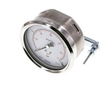 0...4 Bar (0..58 psi) Paneelmontage Manometer Staal/Brons, Verzenden, Nieuw