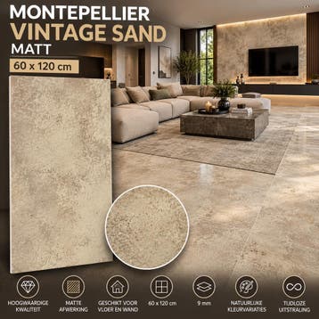 Montepellier Vintage Sand Matt 60x120 | ACTIE €24,95/m², Nieuw