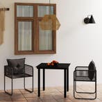 vidaXL 3-delige Tuinset zwart, 2 zitplaatsen, Verzenden, Nieuw, Rvs