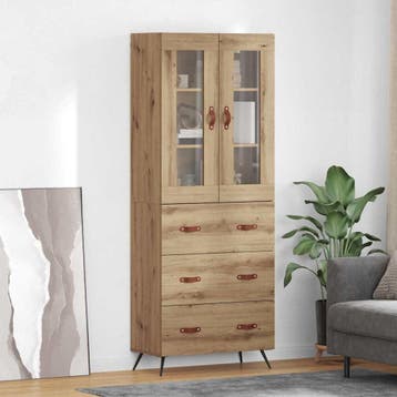 vidaXL Hoge opbergkast met plank 2 st Artisan Eiken 69,5 x, Minder dan 50 cm, Verzenden, Nieuw, Minder dan 100 cm