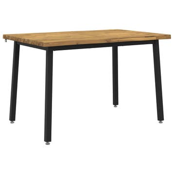 vidaXL 140 x 70 x 75 cm Massief Acaciahout Wit en zwart, Verzenden, Nieuw